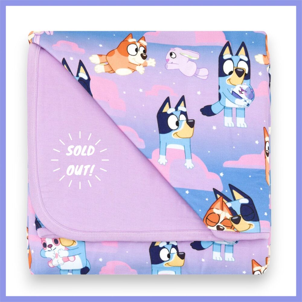 Little Sleepies Bluey Purple Sleepytime Cloud Blanket Large NIB